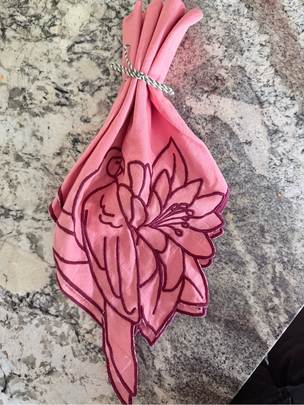 FARM Rio Pink Floral Embroidered Napkin